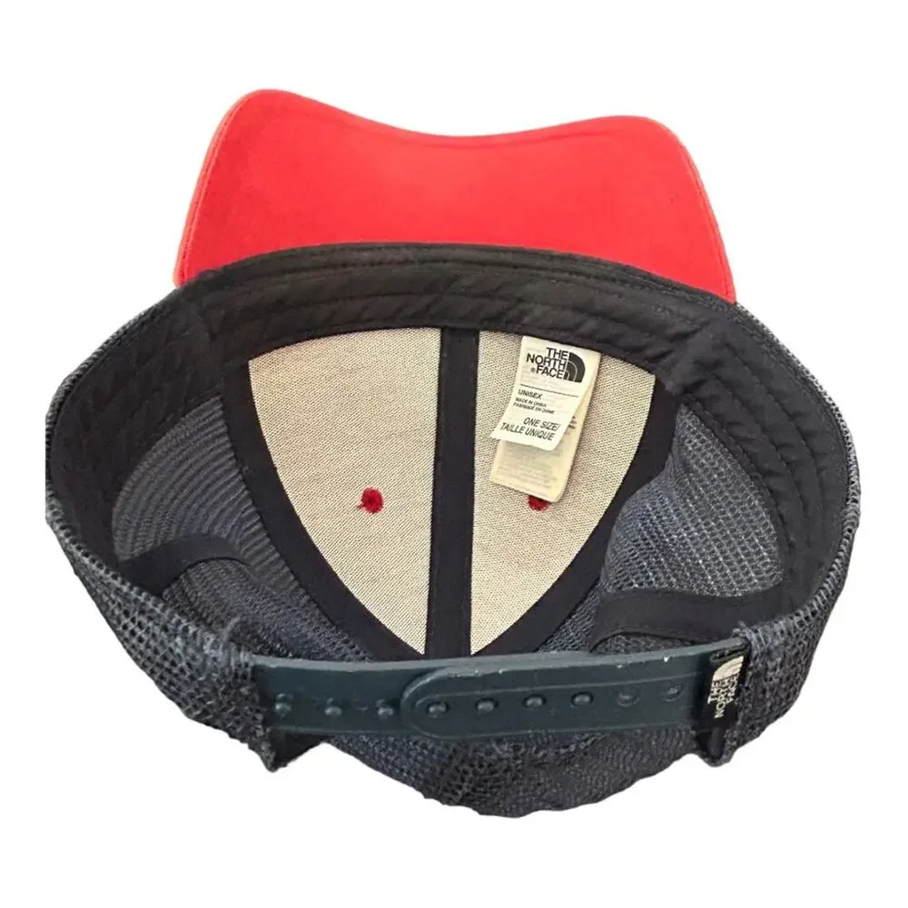 The North Face Patches Trucker Hat Never Stop Exploring Red Navy One Size